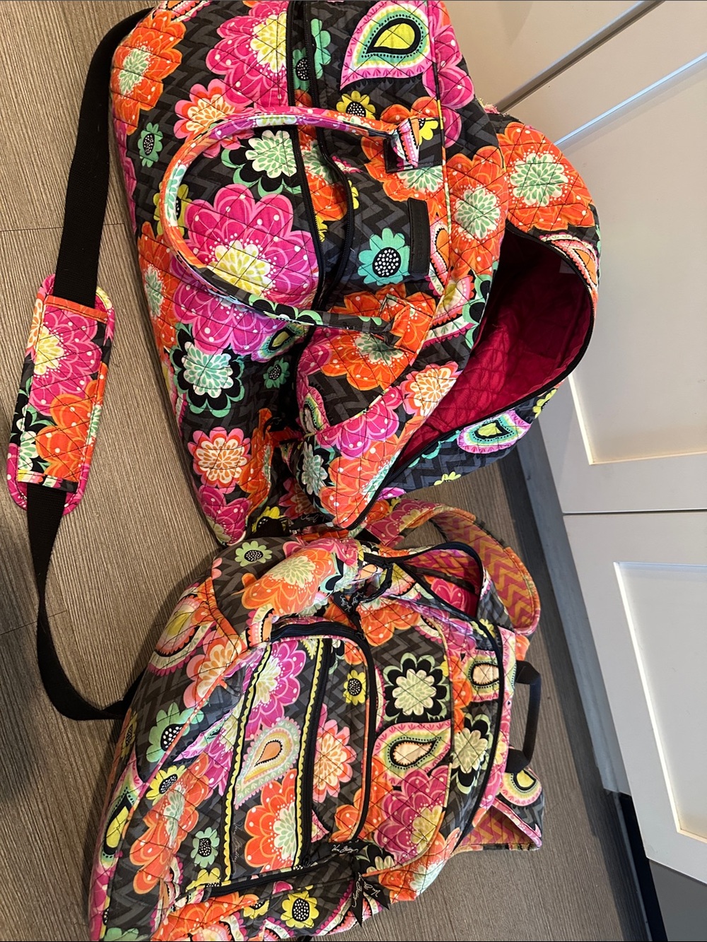 Vera Bradley quilted large overnight bag and backpack